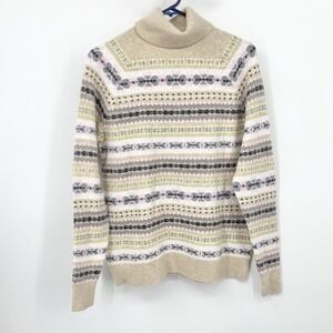 LOFT Ann Taylor Women Size Small Sweater Turtleneck Brown Pink Striped Knit